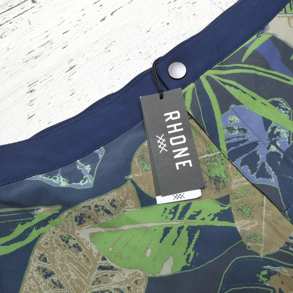 Rhone Shorts Mens‎ XL Blue Tropical Floral Swim Trunks Lined 6 Inseam Quick Dry